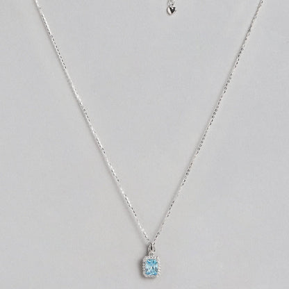 Blue Solitaire 925 Sterling Silver Necklace
