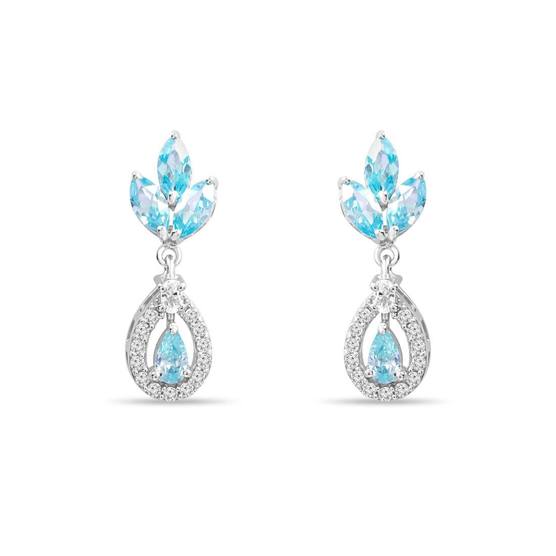 Teardrop Rhodium Plated 925 Sterling Silver Earrings