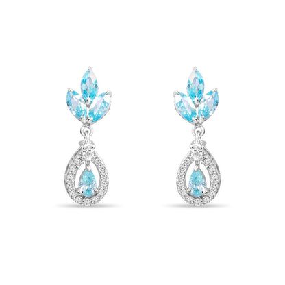 Teardrop Rhodium Plated 925 Sterling Silver Earrings