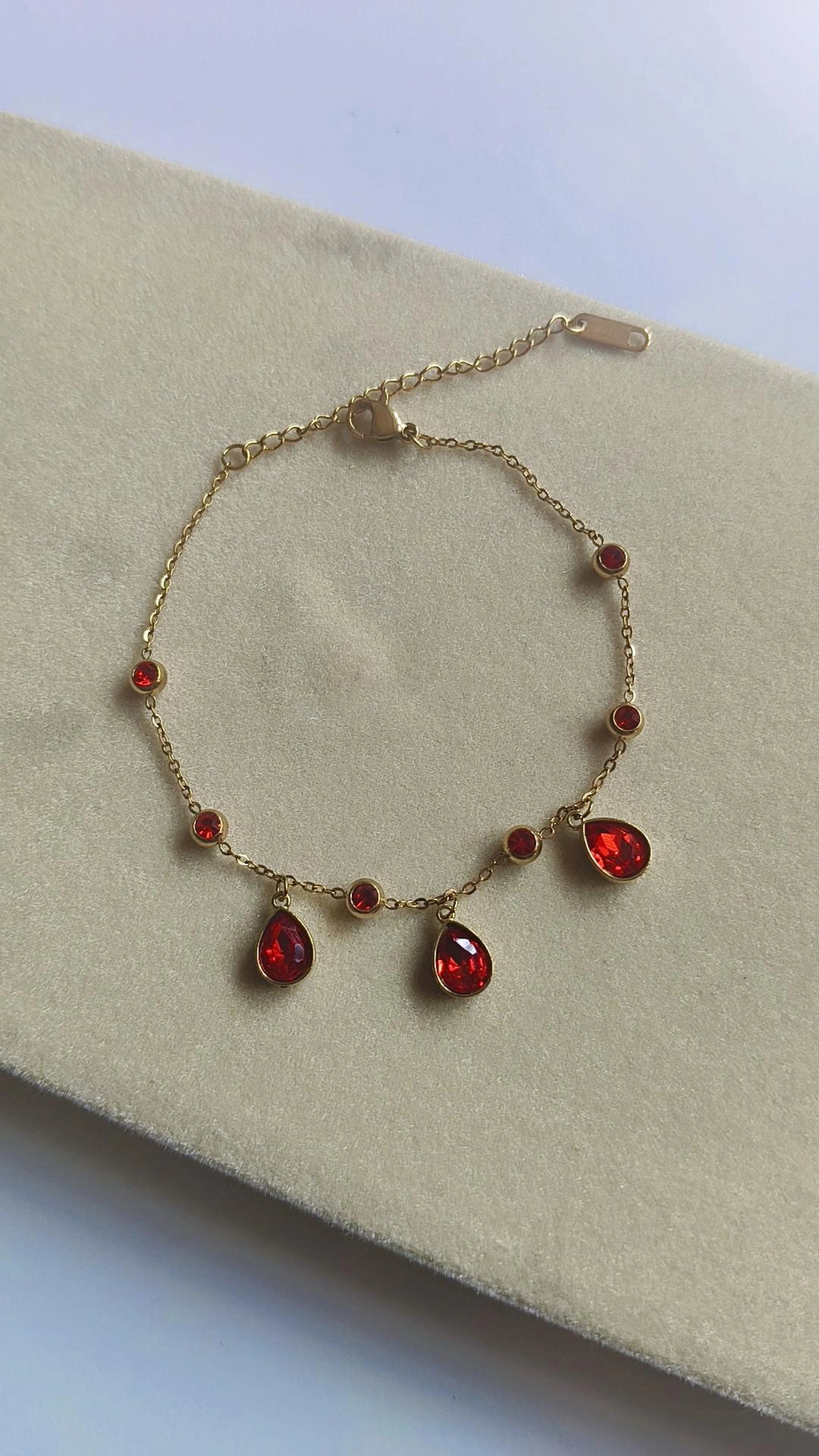Ruby Rain Chain Bracelet - Adjustable