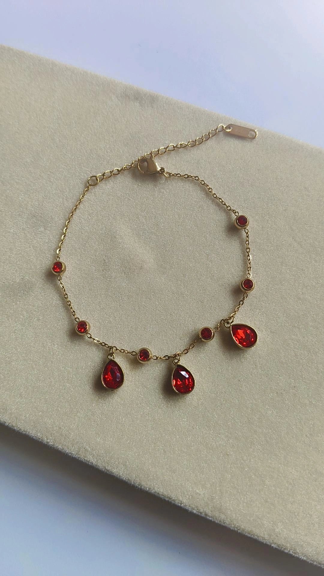 Ruby Rain Chain Bracelet - Adjustable