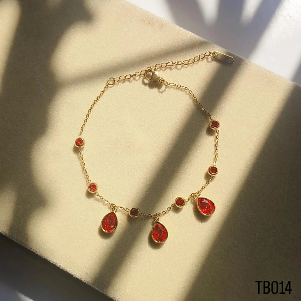Ruby Rain Chain Bracelet - Adjustable