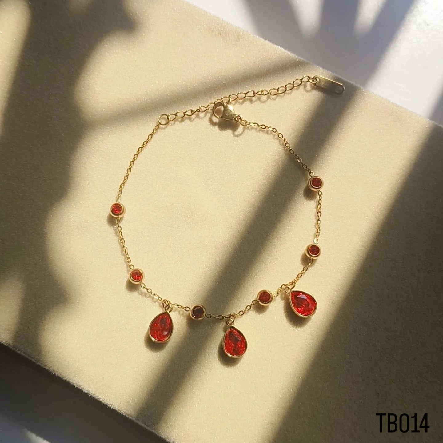Ruby Rain Chain Bracelet - Adjustable