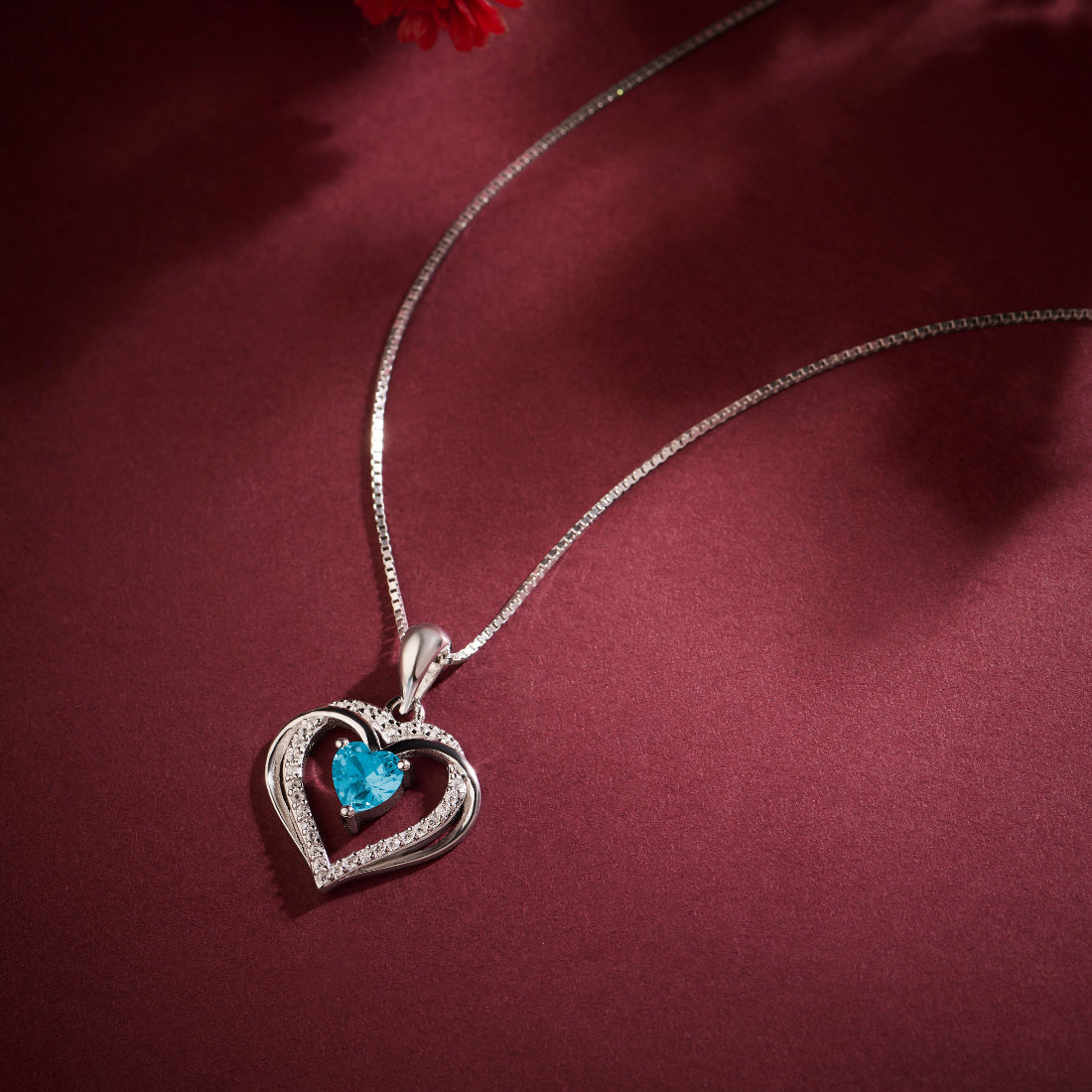 The Dancing Ocean Heart Rhodium Plated Necklace